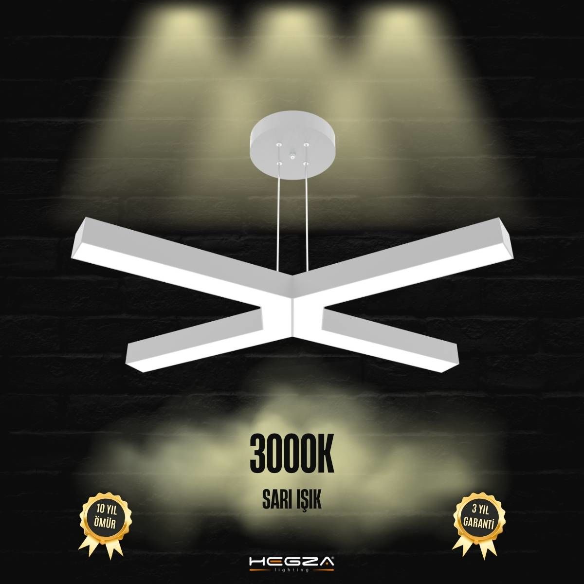 BAMBINO-DUO - Modern Endirekt LED Avize Gri Kasa - 3000K - Sarı Işık