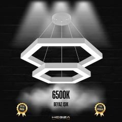 HEXAGON-PİRAMİT-DUO - Modern Endirekt LED Avize Gri Kasa - 6500K - Beyaz Işık