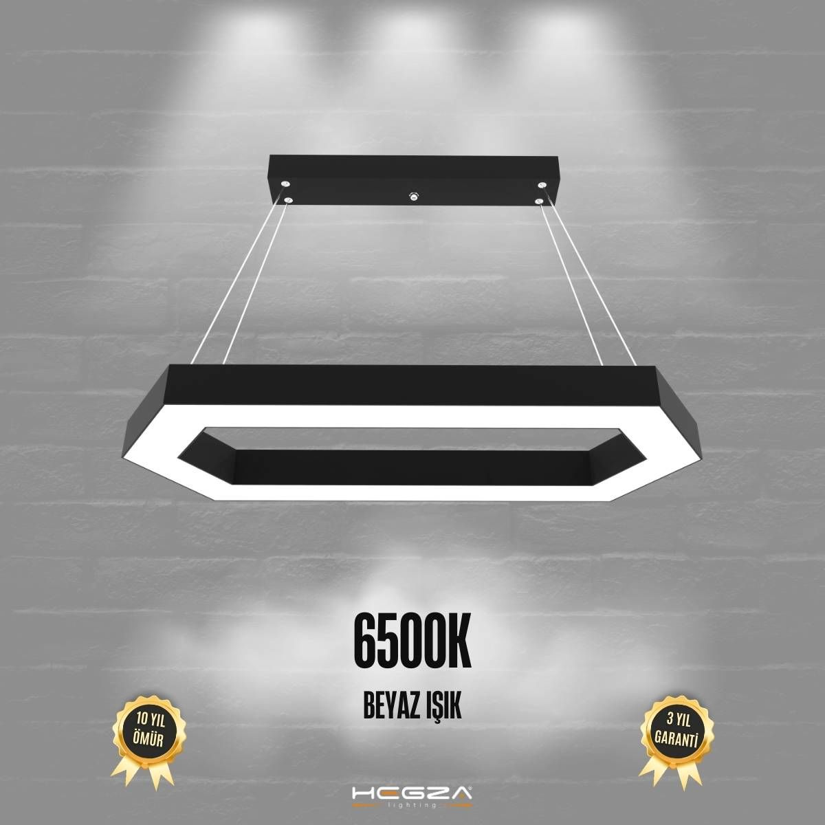 JOYA-DUO - Modern Endirekt LED Avize Siyah Kasa - 6500K - Beyaz Işık