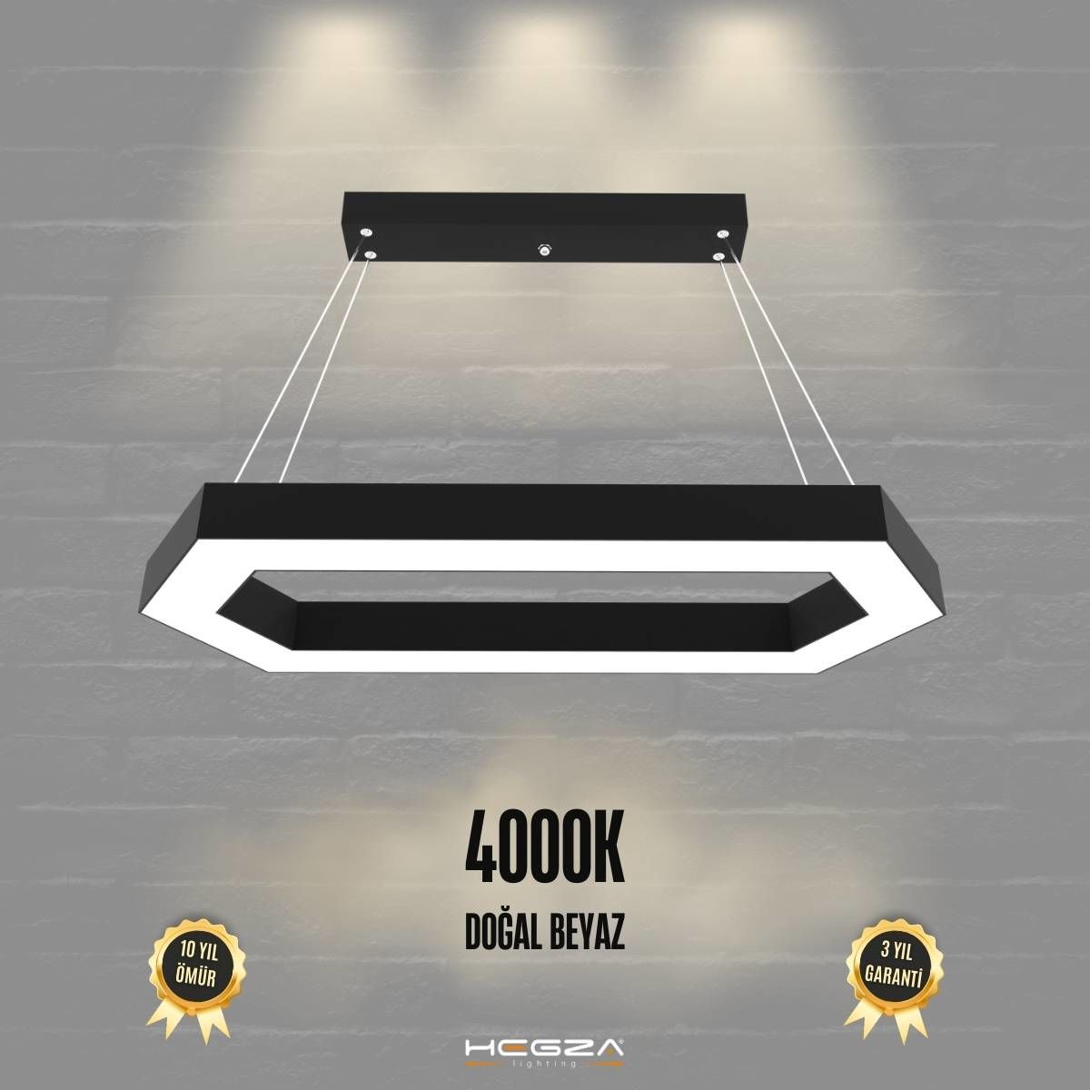 JOYA-DUO - Modern Endirekt LED Avize Siyah Kasa - 4000K - Gün Işığı