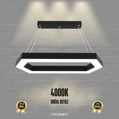 JOYA-DUO - Modern Endirekt LED Avize Siyah Kasa - 4000K - Gün Işığı