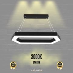 JOYA-DUO - Modern Endirekt LED Avize Siyah Kasa - 3000K - Sarı Işık