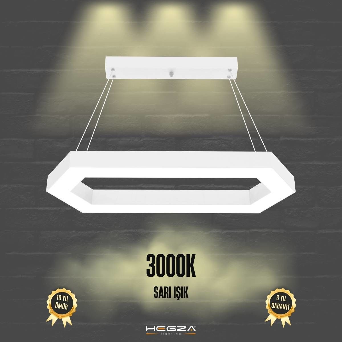 JOYA-DUO - Modern Endirekt LED Avize Beyaz Kasa - 3000K - Sarı Işık