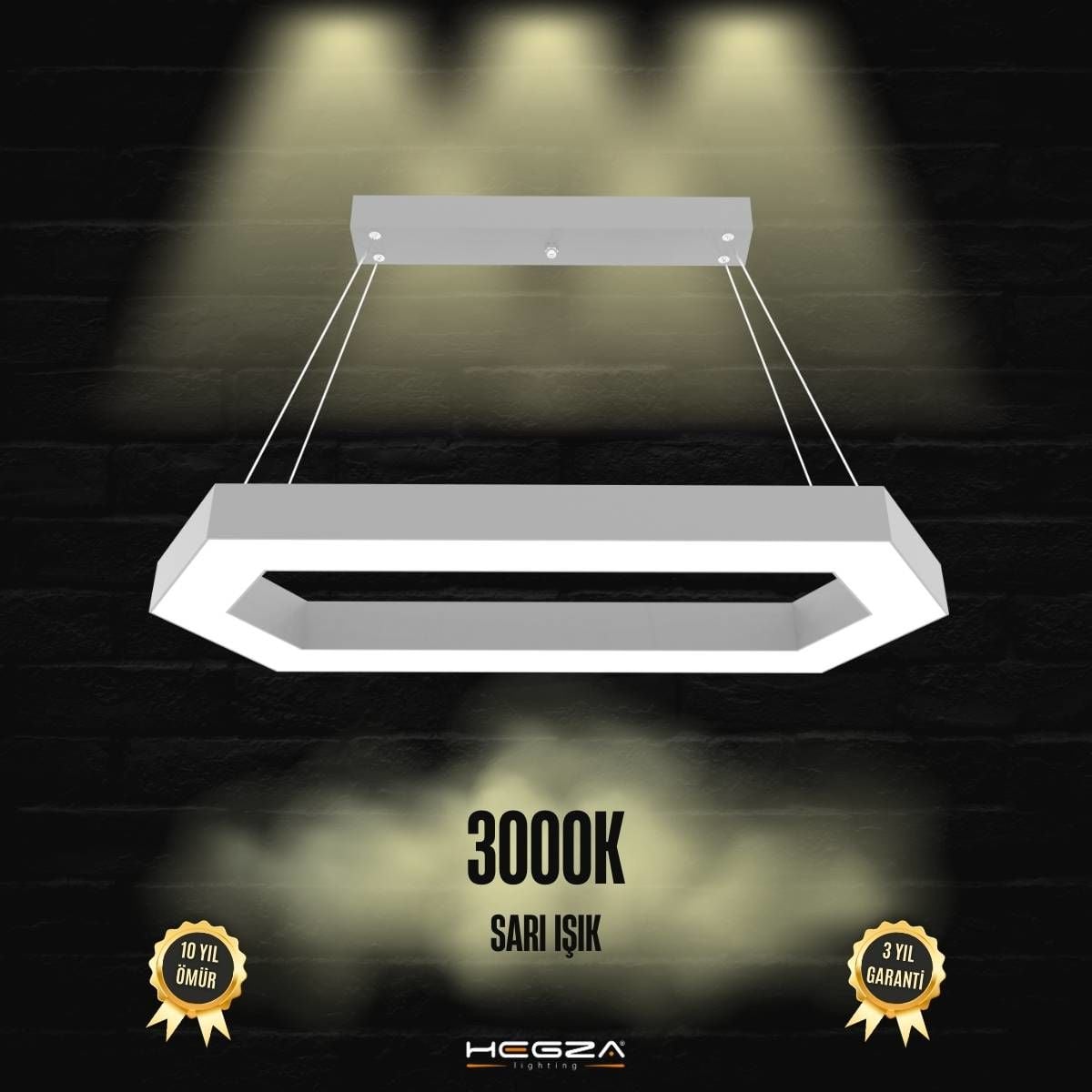 JOYA-DUO - Modern Endirekt LED Avize Gri Kasa - 3000K - Sarı Işık