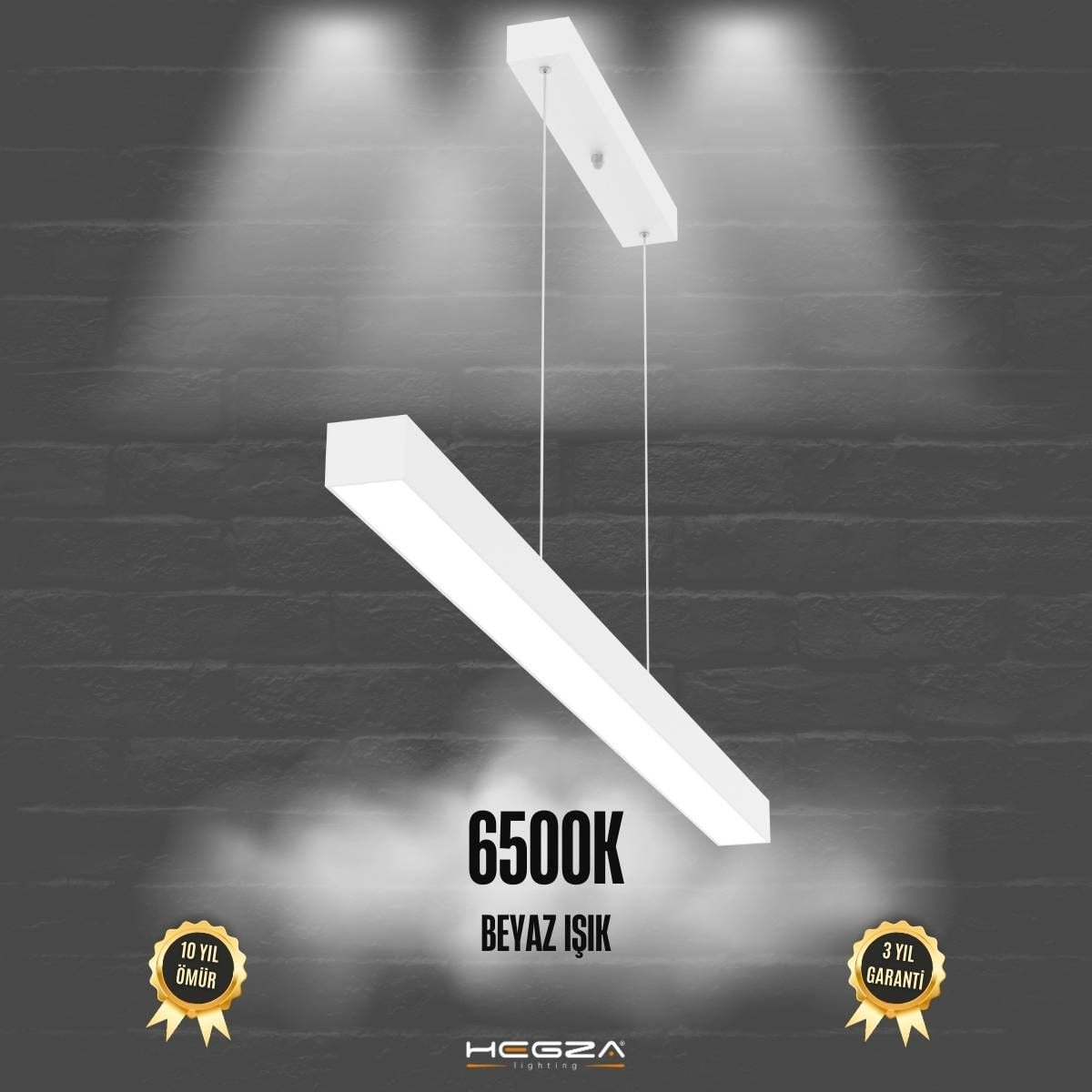 LİNEER-DUO - Modern Endirekt LED Avize Beyaz Kasa - 6500K - Beyaz Işık