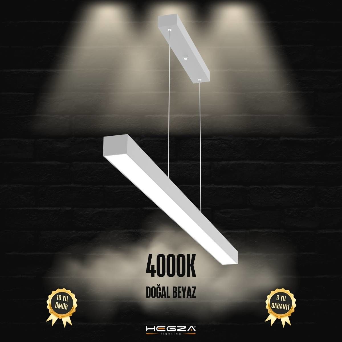 LİNEER-DUO - Modern Endirekt LED Avize Gri Kasa - 4000K - Gün Işığı