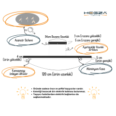 LİNEER-DUO - Modern Endirekt LED Avize Beyaz Kasa - 3000K - Sarı Işık
