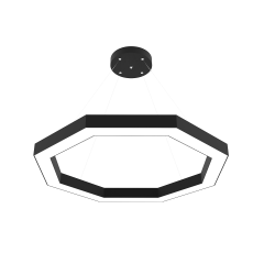 OCTAGON-DUO - Modern Endirekt LED Avize Siyah Kasa - 6500K - Beyaz Işık