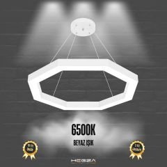 OCTAGON-DUO - Modern Endirekt LED Avize Beyaz Kasa - 6500K - Beyaz Işık