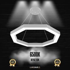 OCTAGON-DUO - Modern Endirekt LED Avize Gri Kasa - 6500K - Beyaz Işık