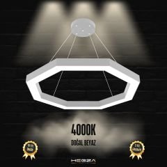 OCTAGON-DUO - Modern Endirekt LED Avize Gri Kasa - 4000K - Gün Işığı
