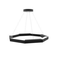 OCTAGON-DUO - Modern Endirekt LED Avize Siyah Kasa - 3000K - Sarı Işık