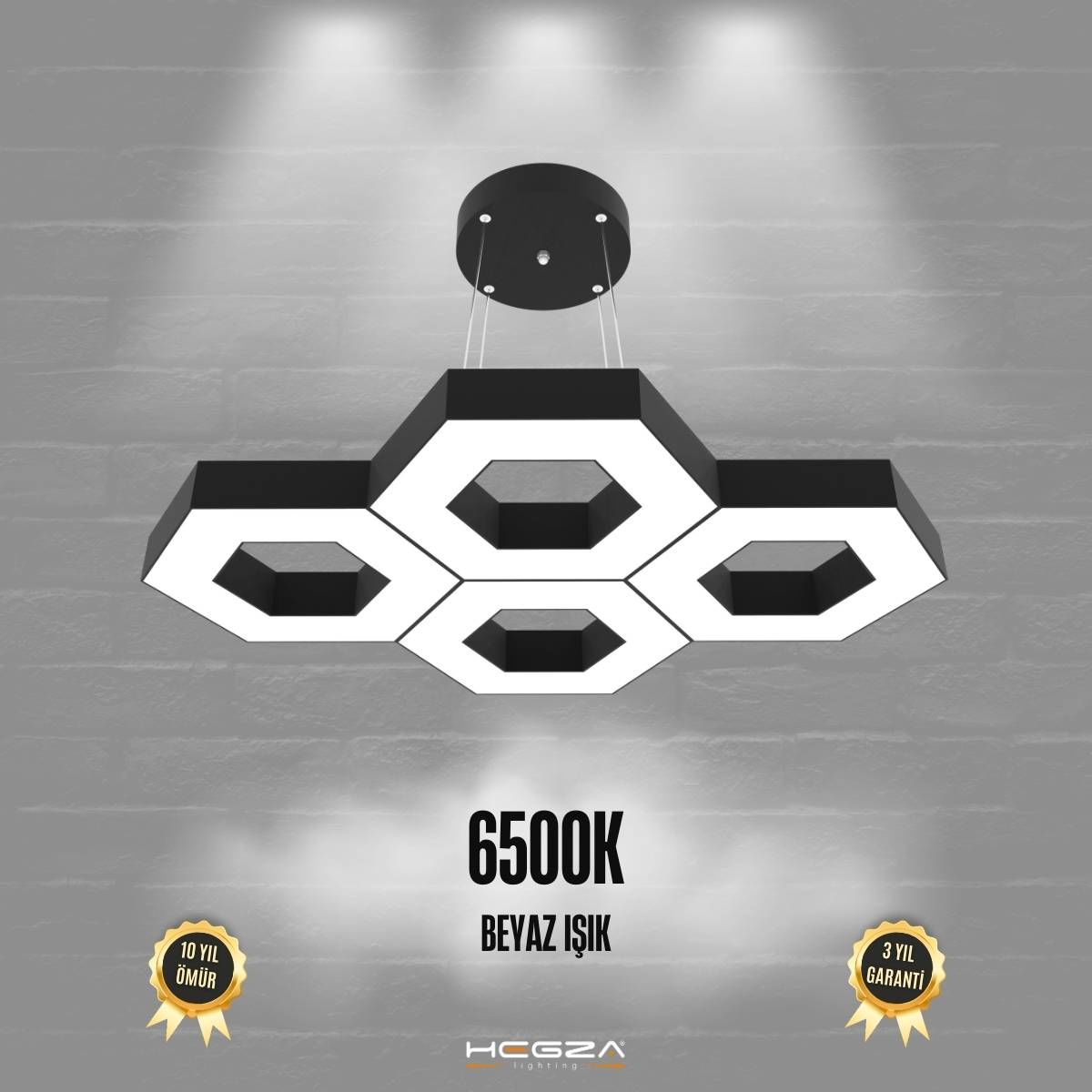 STELLA-DUO - Modern Endirekt LED Avize Siyah Kasa - 6500K - Beyaz Işık