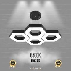 STELLA-DUO - Modern Endirekt LED Avize Siyah Kasa - 6500K - Beyaz Işık