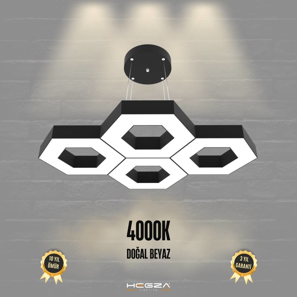 STELLA-DUO - Modern Endirekt LED Avize Siyah Kasa - 4000K - Gün Işığı