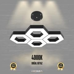 STELLA-DUO - Modern Endirekt LED Avize Siyah Kasa - 4000K - Gün Işığı