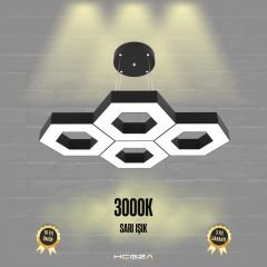 STELLA-DUO - Modern Endirekt LED Avize Siyah Kasa - 3000K - Sarı Işık