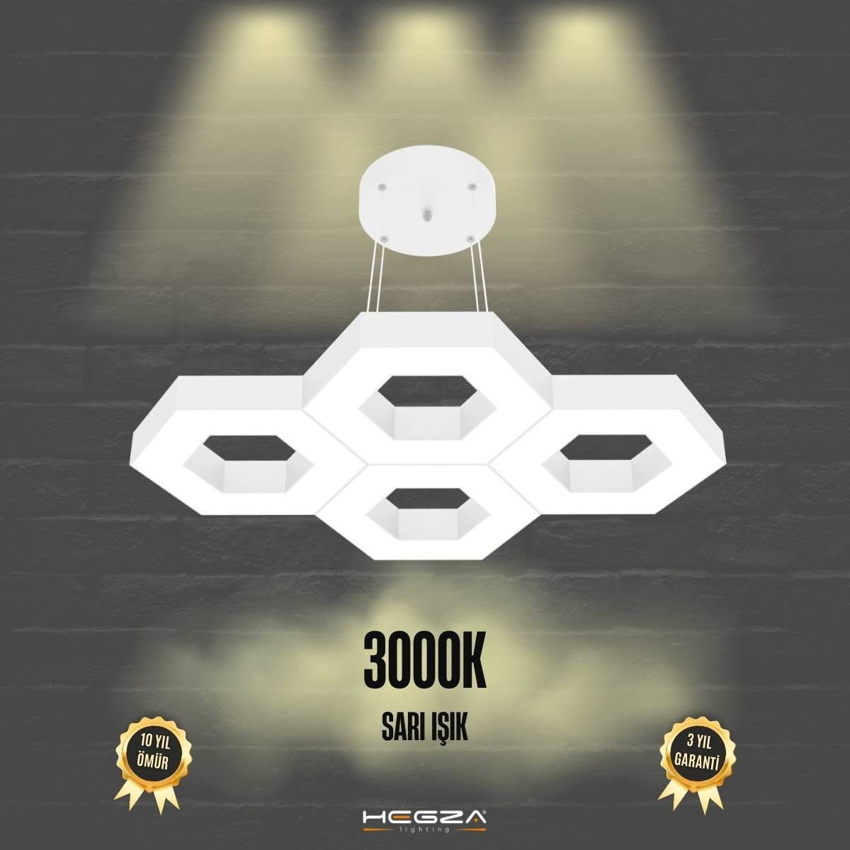 STELLA-DUO - Modern Endirekt LED Avize Beyaz Kasa - 3000K - Sarı Işık