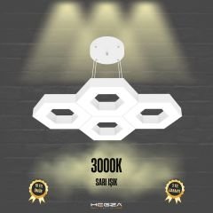 STELLA-DUO - Modern Endirekt LED Avize Beyaz Kasa - 3000K - Sarı Işık