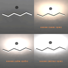 ZİGZAG-DUO - Modern Endirekt LED Avize Beyaz Kasa - 6500K - Beyaz Işık