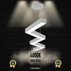 ZİGZAG-DUO - Modern Endirekt LED Avize Gri Kasa - 4000K - Gün Işığı