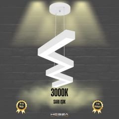 ZİGZAG-DUO - Modern Endirekt LED Avize Beyaz Kasa - 3000K - Sarı Işık