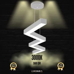 ZİGZAG-DUO - Modern Endirekt LED Avize Gri Kasa - 3000K - Sarı Işık