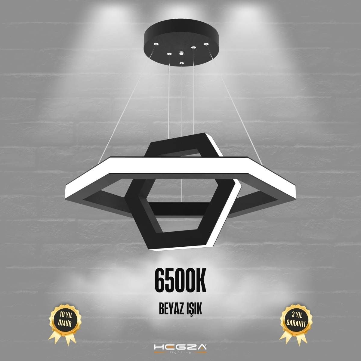 CICLO - Modern LED Avize Siyah Kasa - 6500K - Beyaz Işık