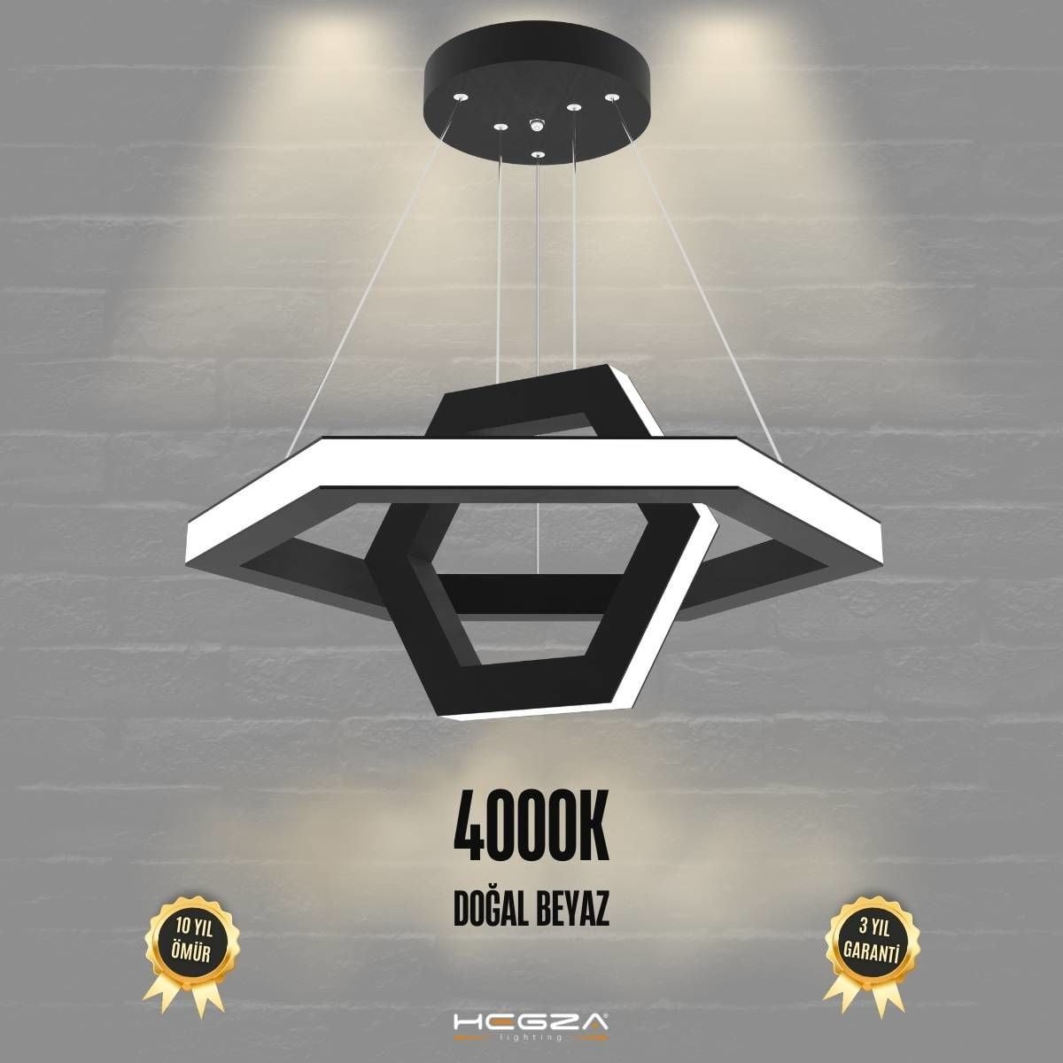 CICLO - Modern LED Avize Siyah Kasa - 4000K - Gün Işığı