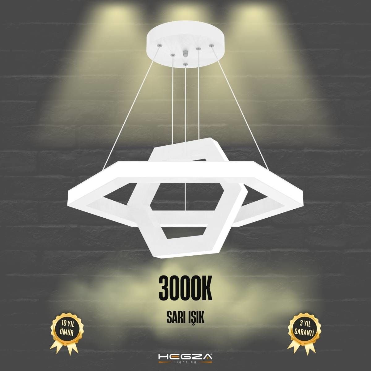 CICLO - Modern LED Avize Beyaz Kasa - 3000K - Sarı Işık