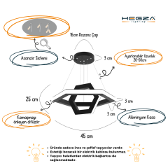 CICLO - Modern LED Avize Gri Kasa - 3000K - Sarı Işık