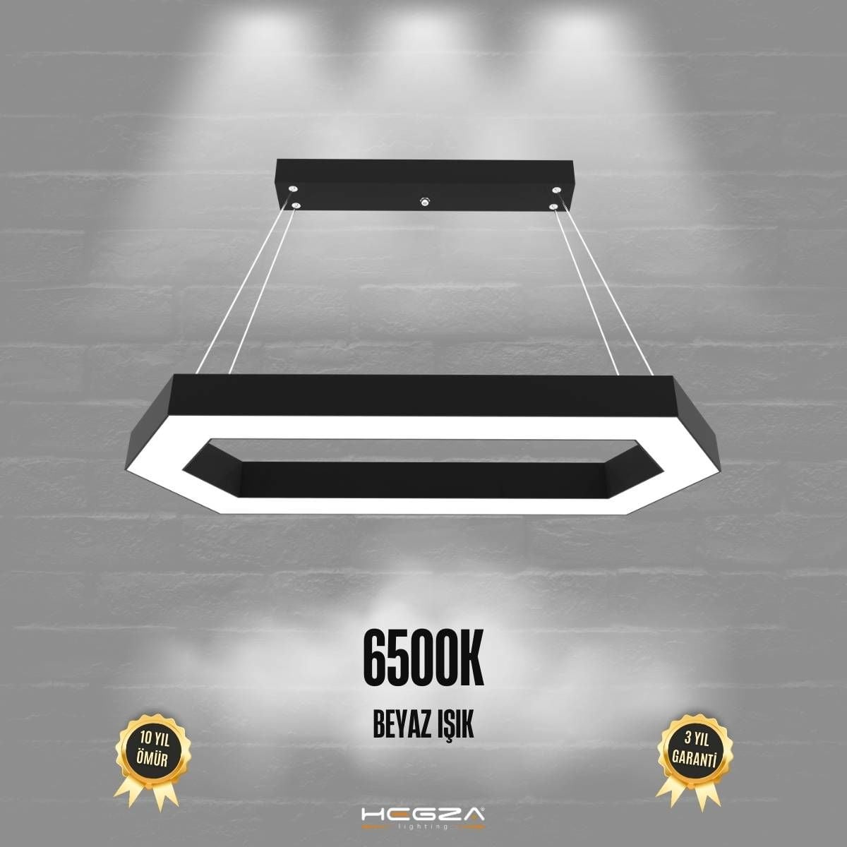 JOYA - Modern LED Avize Siyah Kasa - 6500K - Beyaz Işık