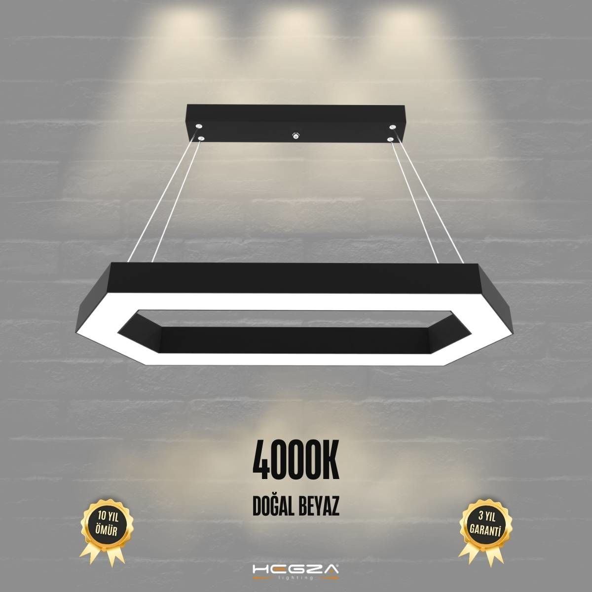 JOYA - Modern LED Avize Siyah Kasa - 4000K - Gün Işığı