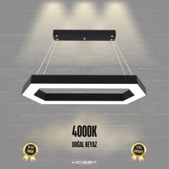 JOYA - Modern LED Avize Siyah Kasa - 4000K - Gün Işığı