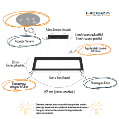 MESA - Modern LED Avize Siyah Kasa - 4000K - Gün Işığı