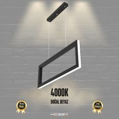 MESA - Modern LED Avize Siyah Kasa - 4000K - Gün Işığı