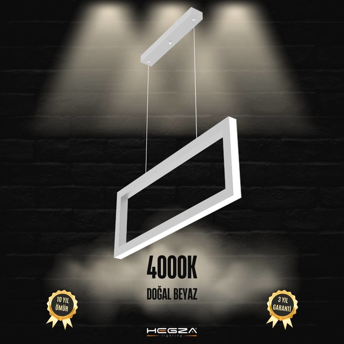 MESA - Modern LED Avize Gri Kasa - 4000K - Gün Işığı