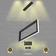 MESA - Modern LED Avize Siyah Kasa - 3000K - Sarı Işık