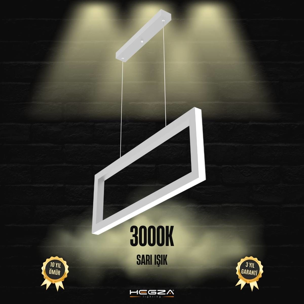 MESA - Modern LED Avize Gri Kasa - 3000K - Sarı Işık