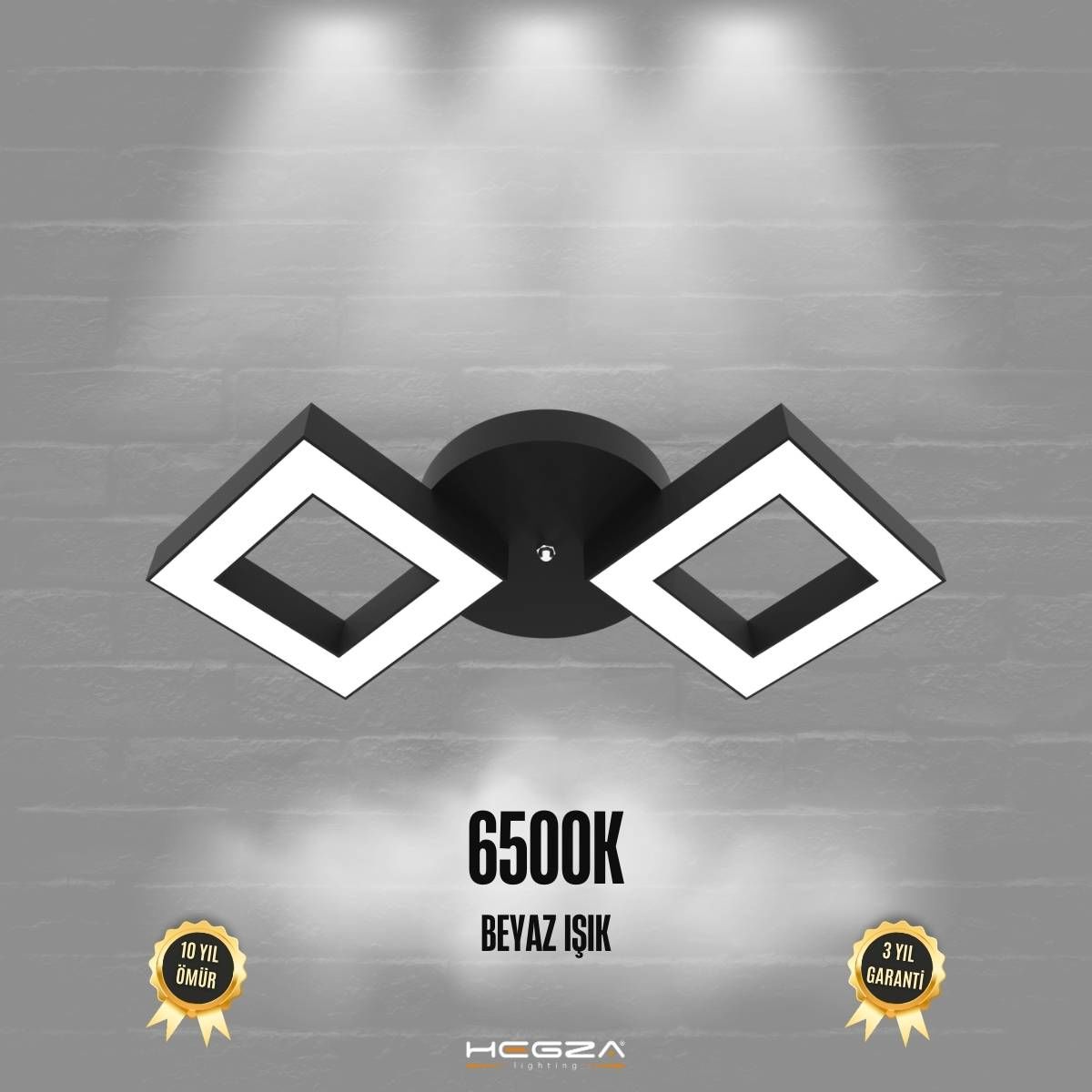 ALATO - Plafonyer LED Avize Siyah Kasa - 6500K - Beyaz Işık