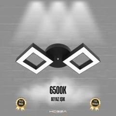 ALATO - Plafonyer LED Avize Siyah Kasa - 6500K - Beyaz Işık