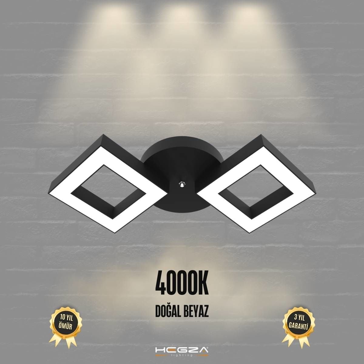 ALATO - Plafonyer LED Avize Siyah Kasa - 4000K - Gün Işığı