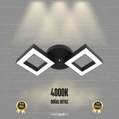 ALATO - Plafonyer LED Avize Siyah Kasa - 4000K - Gün Işığı