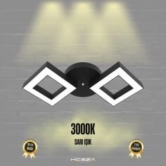 ALATO - Plafonyer LED Avize Siyah Kasa - 3000K - Sarı Işık