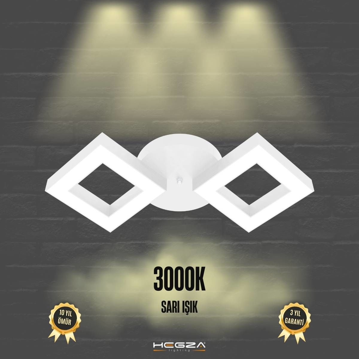 ALATO - Plafonyer LED Avize Beyaz Kasa - 3000K - Sarı Işık