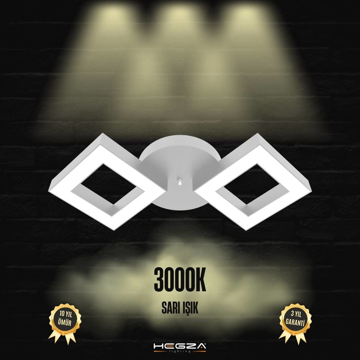 ALATO - Plafonyer LED Avize Gri Kasa - 3000K - Sarı Işık