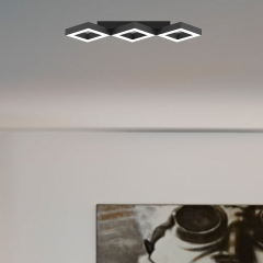 AMIGO - Plafonyer LED Avize Siyah Kasa - 6500K - Beyaz Işık