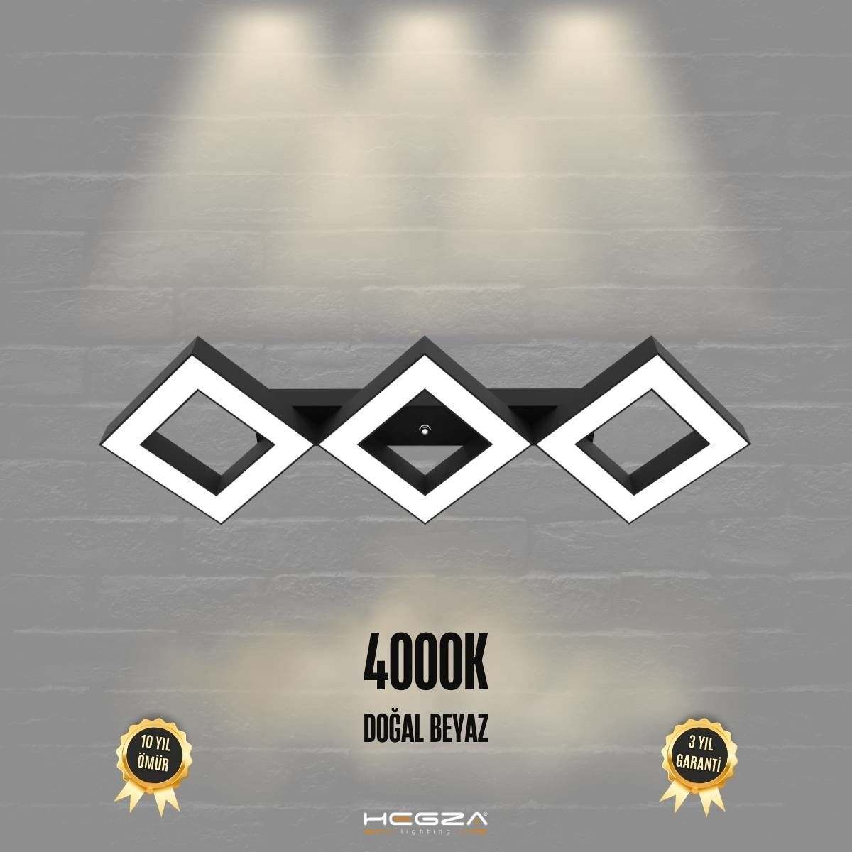 AMIGO - Plafonyer LED Avize Siyah Kasa - 4000K - Gün Işığı