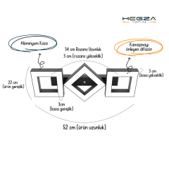 COMPAGNO - Plafonyer LED Avize Siyah Kasa - 6500K - Beyaz Işık