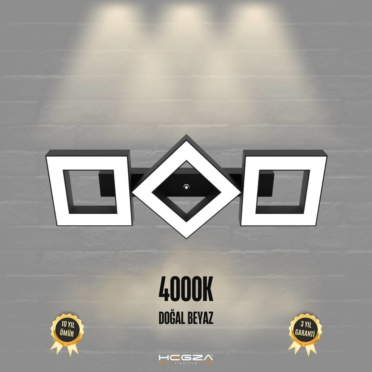 COMPAGNO - Plafonyer LED Avize Siyah Kasa - 4000K - Gün Işığı